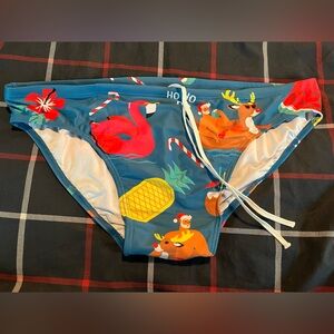 Sluggers Deetees Tropical Christmas Speedo Style Swim Brief Size XL